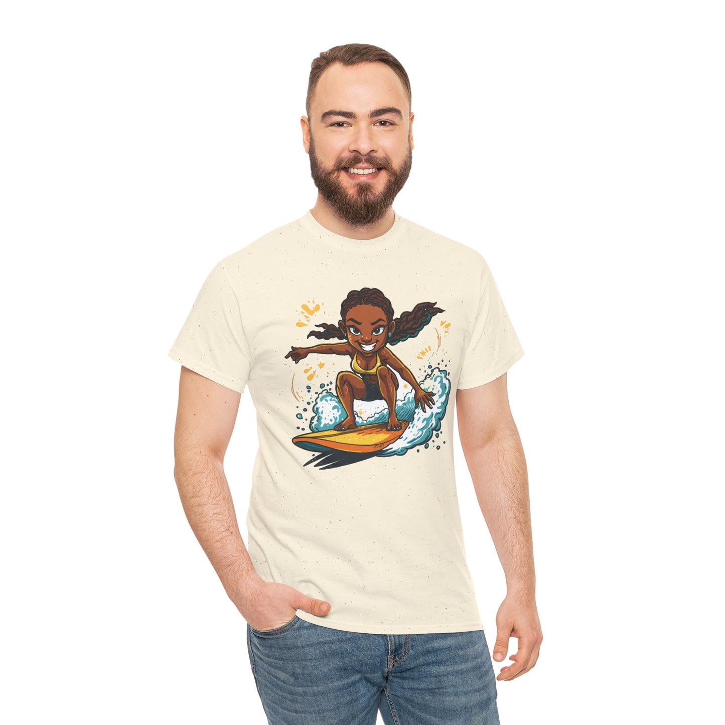Surf Girl T-Shirt — Cute Cartoon Female Surfer Graphic Tee