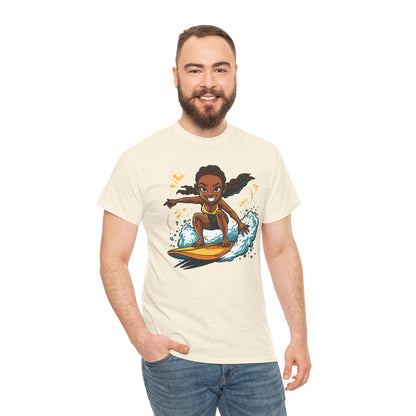 Surf Girl T-Shirt — Cute Cartoon Female Surfer Graphic Tee