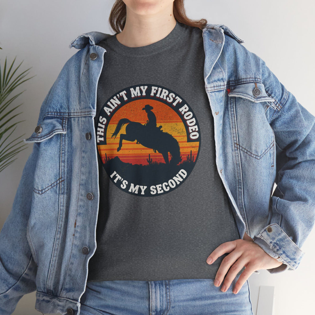 This Ain't My First Rodeo Tee — Backwards Bronco Sunset Cowboy Shirt