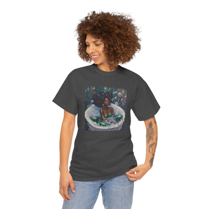 Pamper Yourself Black Mermaid Tee — Relaxing Bathtub Graphic