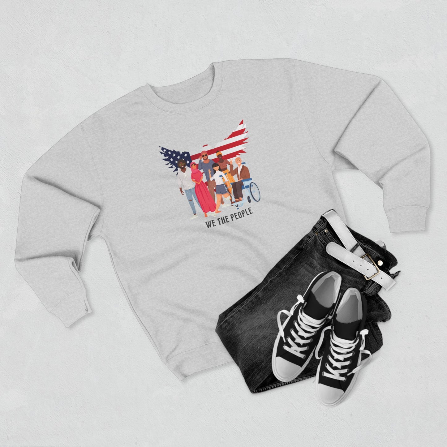 We the People Unisex Crewneck Sweatshirt American Flag Eagle Graphic