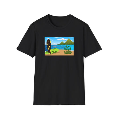 The Beach Is Calling Surfboard Graphic T-Shirt