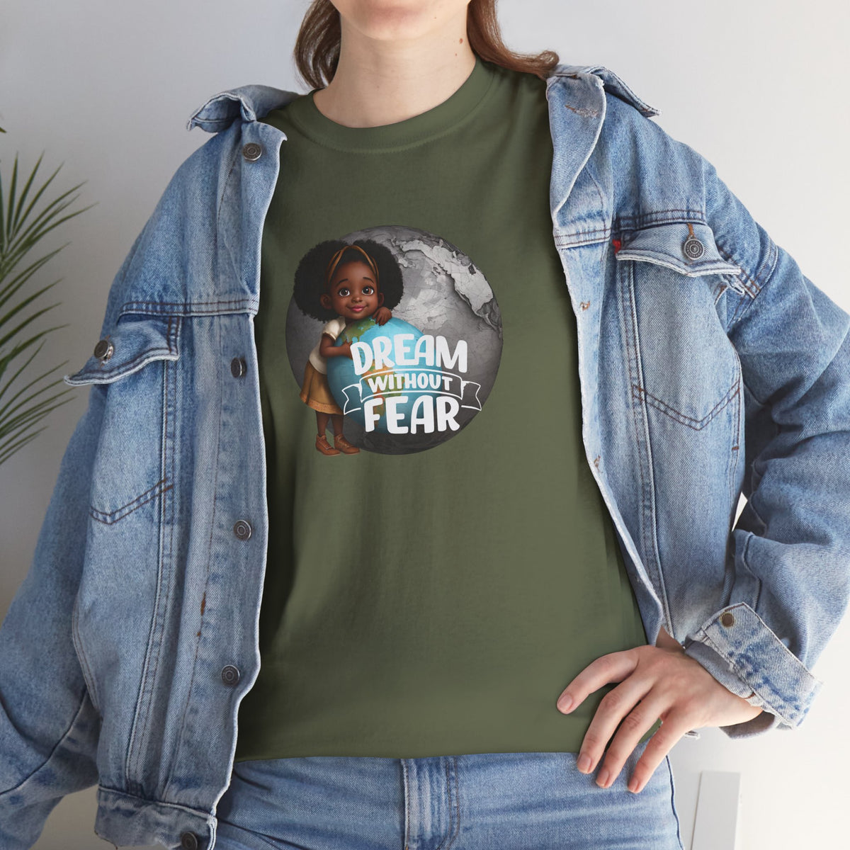 Dream Without Fear Little Black Girl Hugging Globe T-Shirt