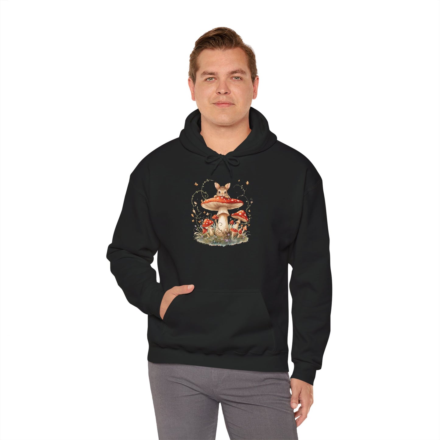 Mushroom Bunny Hoodie — Red-Capped Mushroom Graphic Sweatshirt