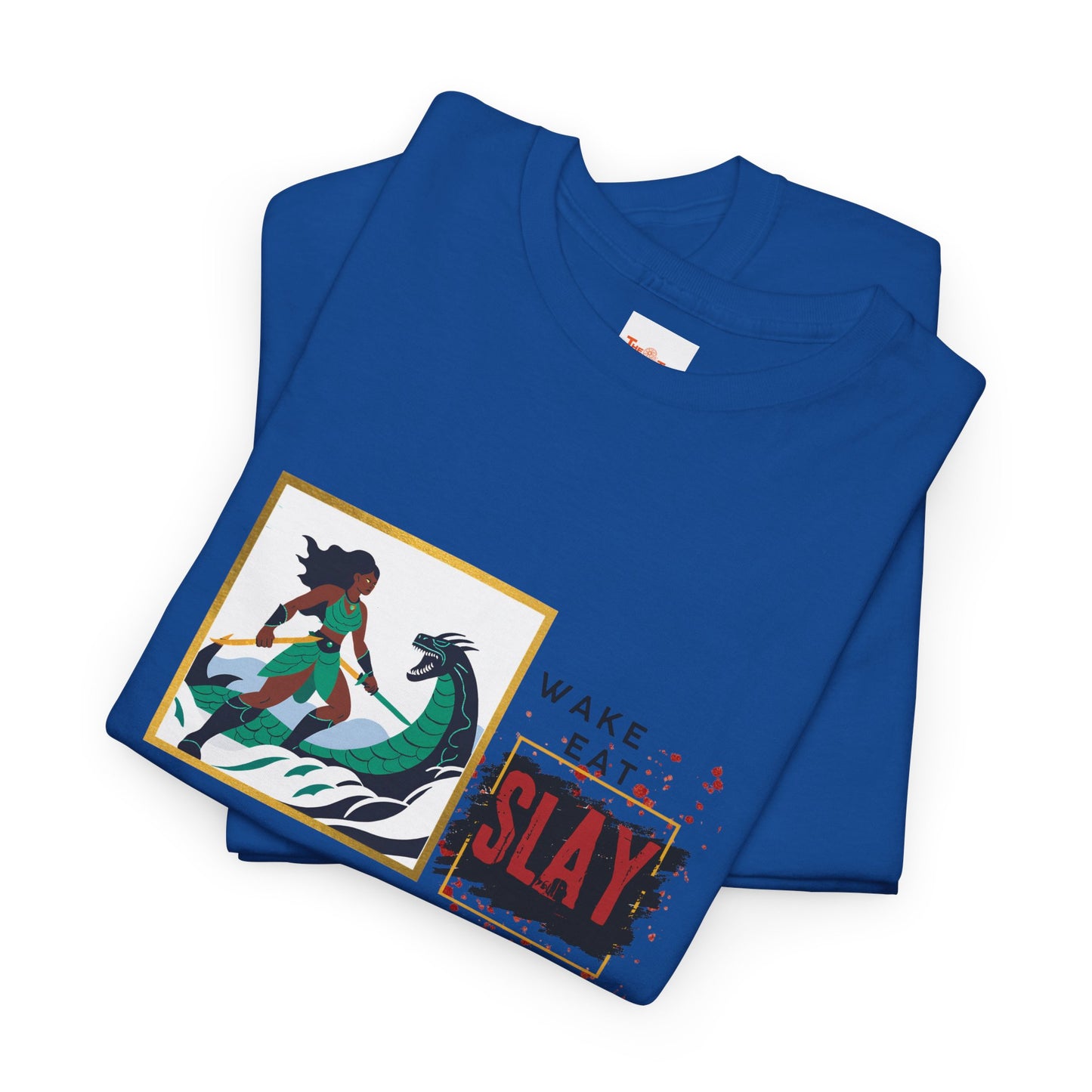 Wake Eat Slay Repeat Unisex Tee - Black Woman Sea Monster Graphic