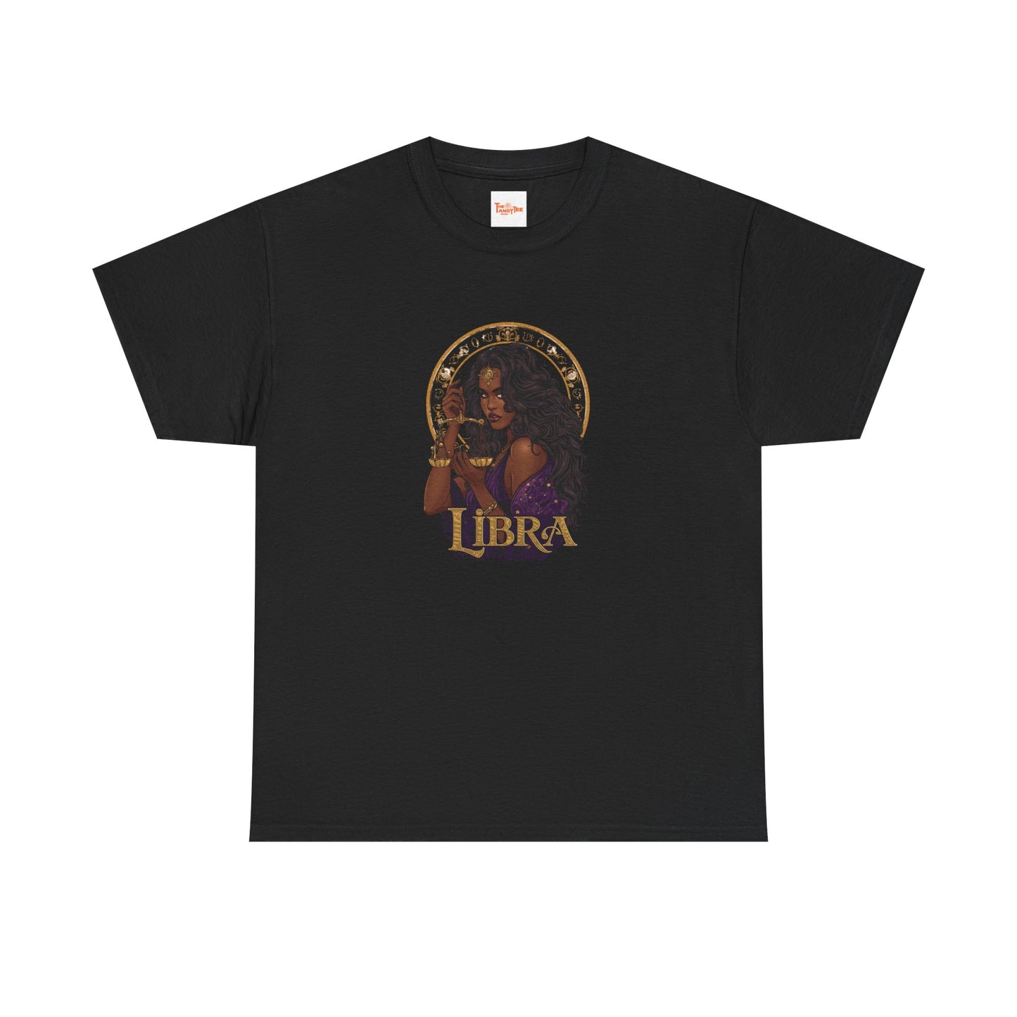 Libra Art Nouveau Tee — African American Woman with Scales Zodiac Shirt