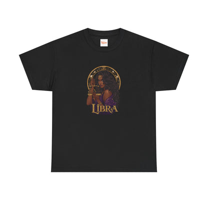 Libra Art Nouveau Tee — African American Woman with Scales Zodiac Shirt