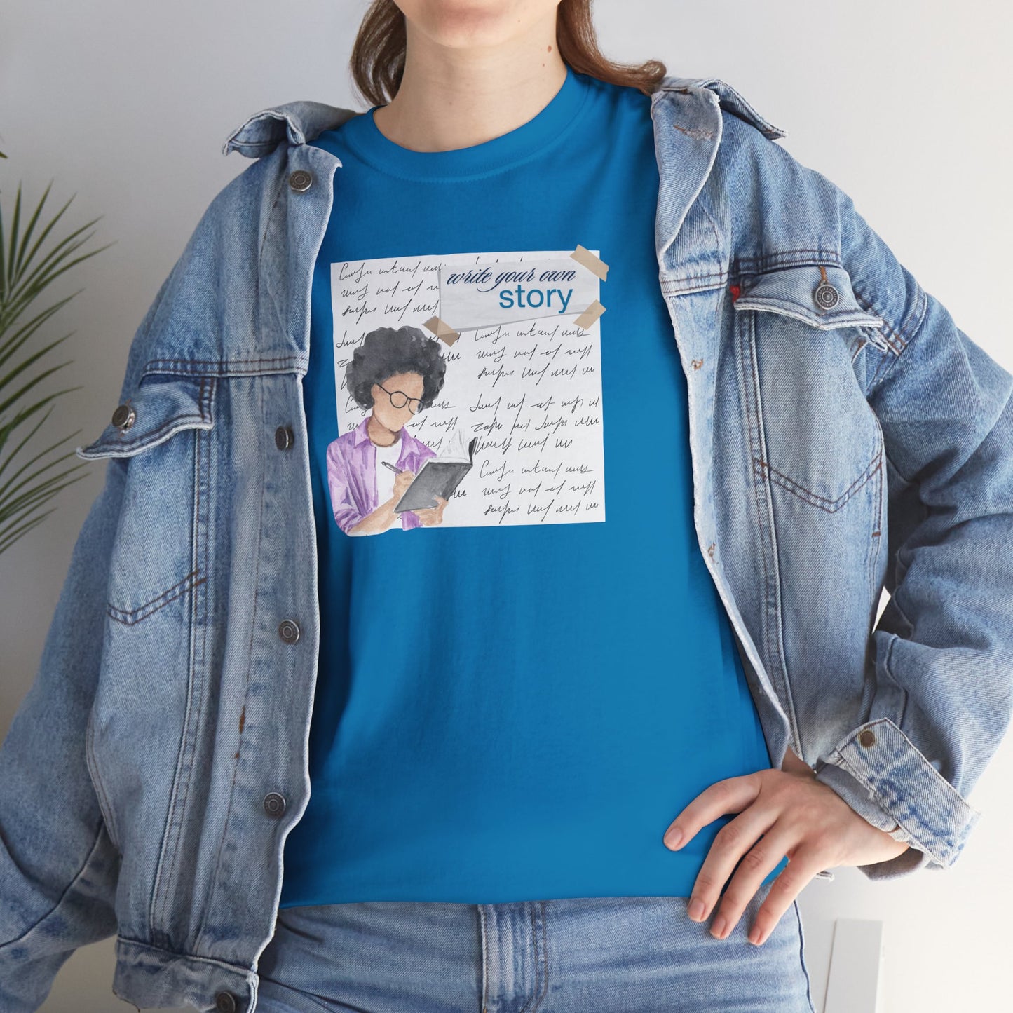 Journal Tee - Write Your Own Story, Black Woman Writing Graphic