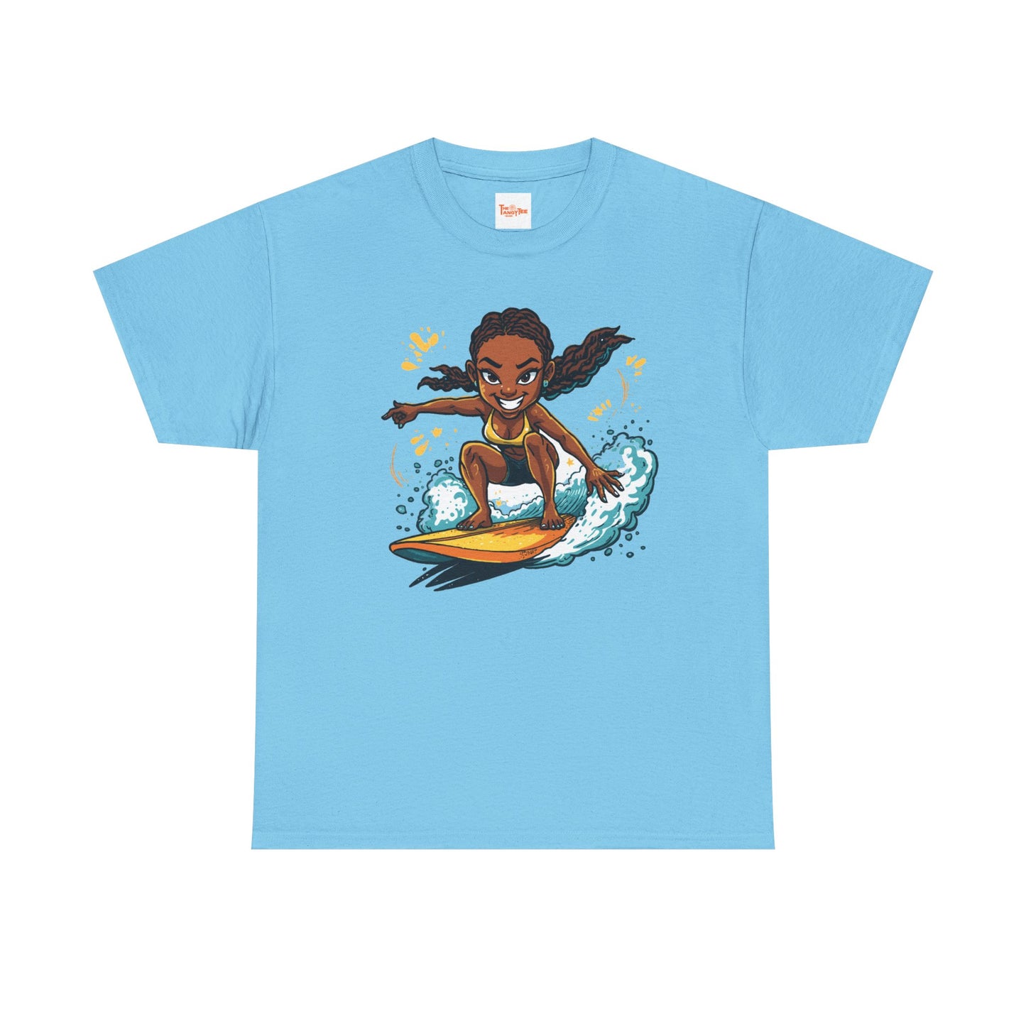 Surf Girl T-Shirt — Cute Cartoon Female Surfer Graphic Tee