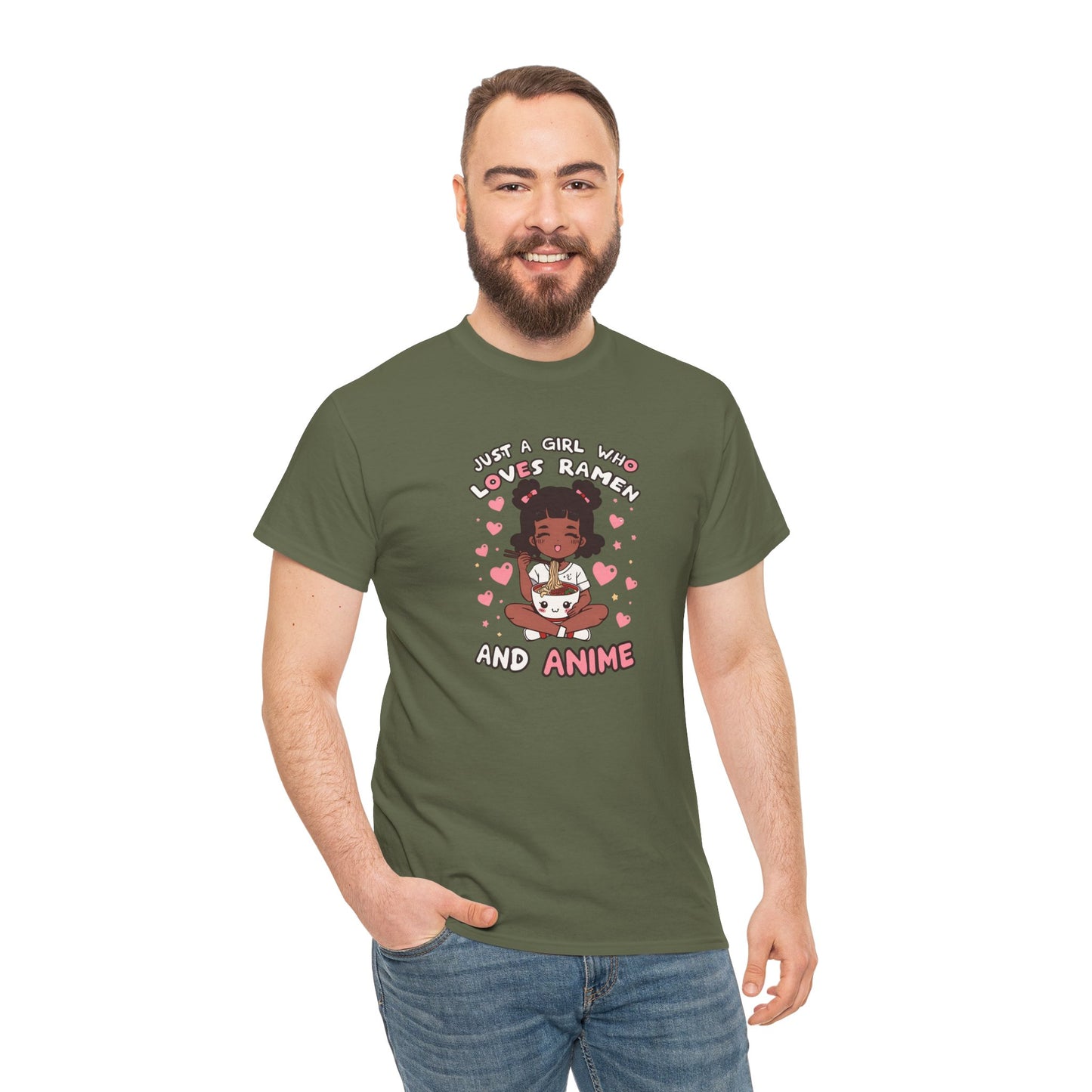 Just a Girl Who Loves Ramen and Anime T-Shirt — African American Anime Girl Graphic