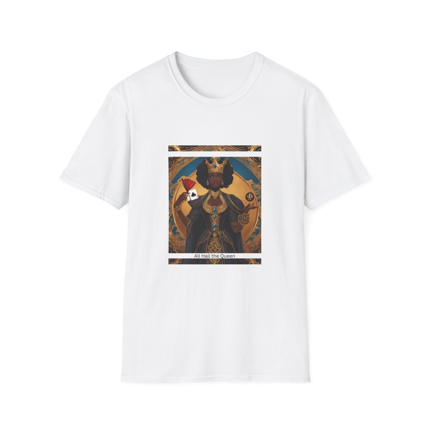 Clubs Playing Cards Unisex T-Shirt - All Hail the Queen Design