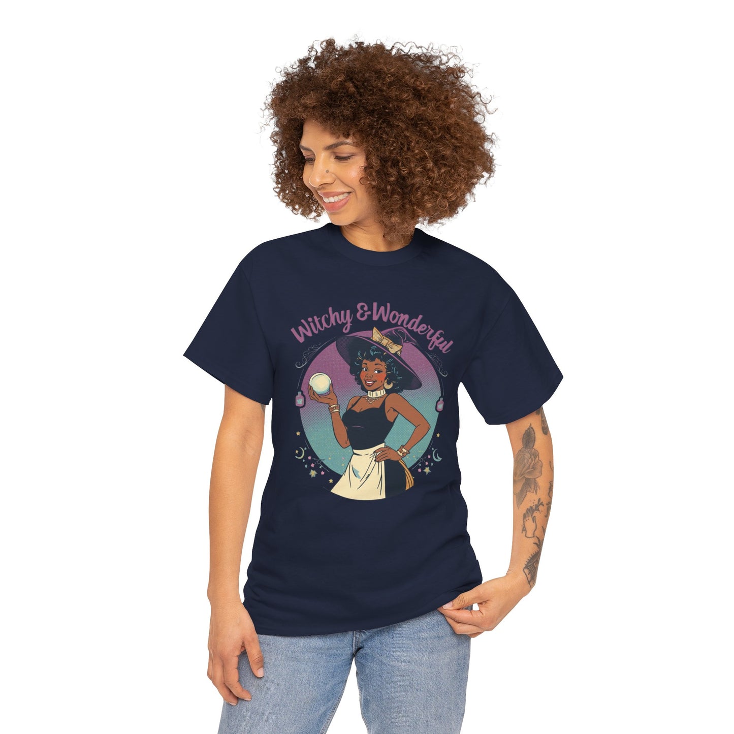 Witchy and Wonderful African American Witch T-Shirt — Crystal Ball Graphic
