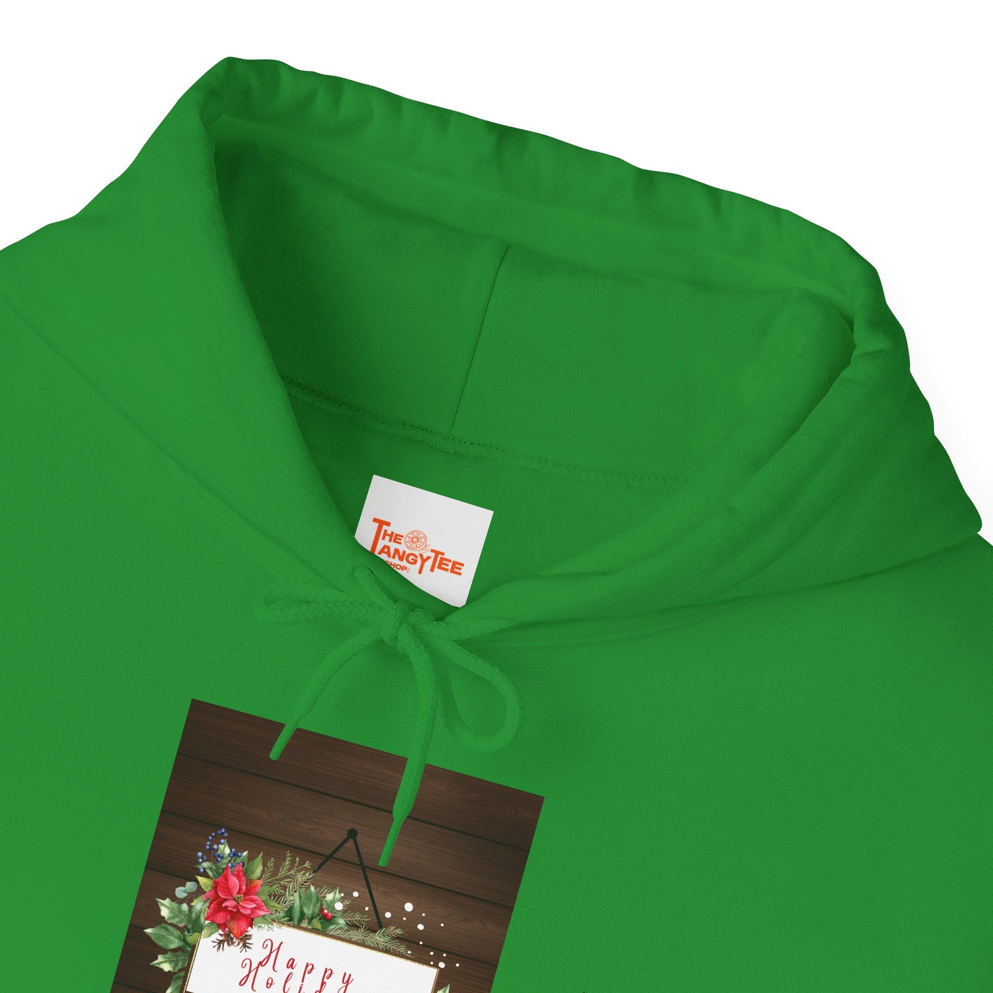 Holiday Cheer Hoodie - Happy Holidays, Wooden Door Sign Graphic