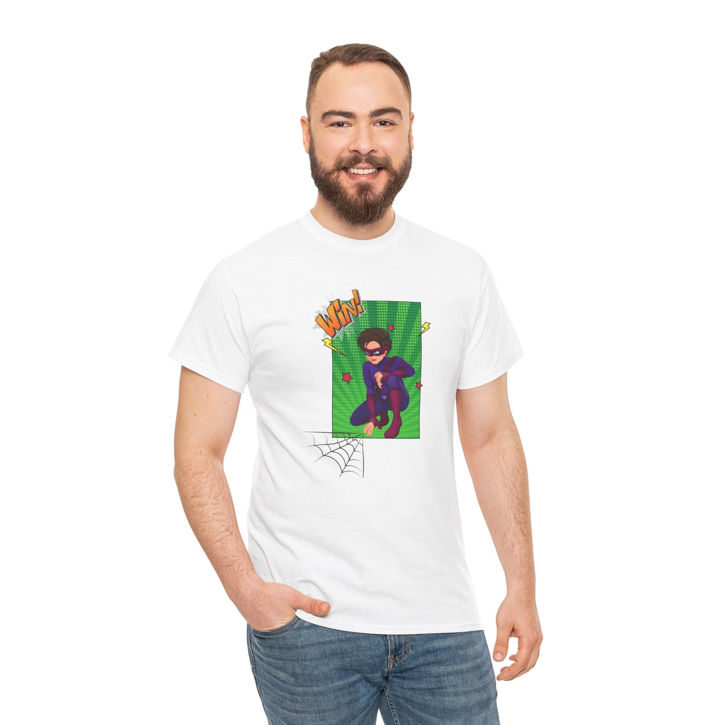 Win Superheroine T-Shirt — Action Pose Graphic Tee