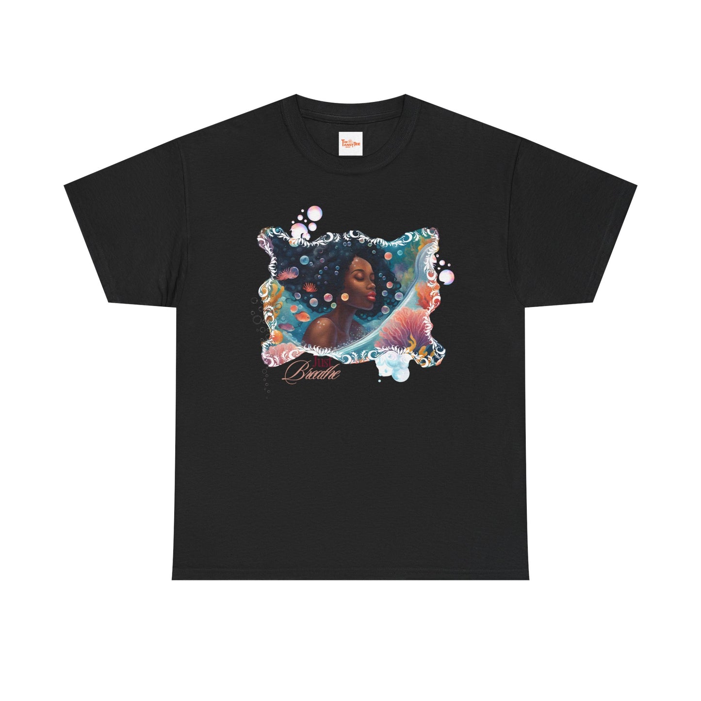 Just Breathe Unisex Tee - Graphic of Black Woman in the Bath
