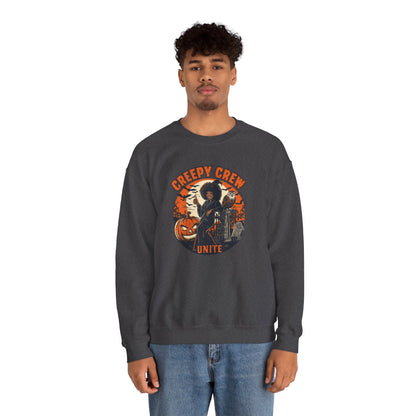 Creepy Crew Unite Witch Sweatshirt — African American Witch Pumpkin Graveyard