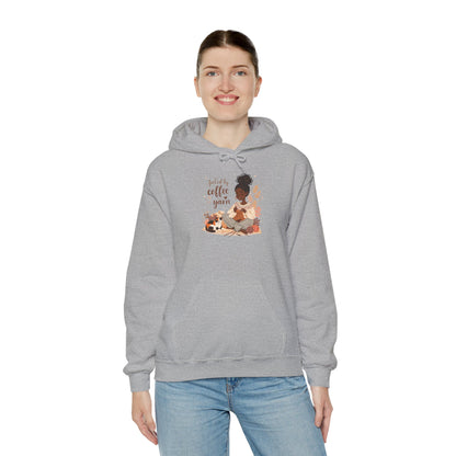 Fueled by Coffee and Yarn Hoodie — African American Knitter Graphic