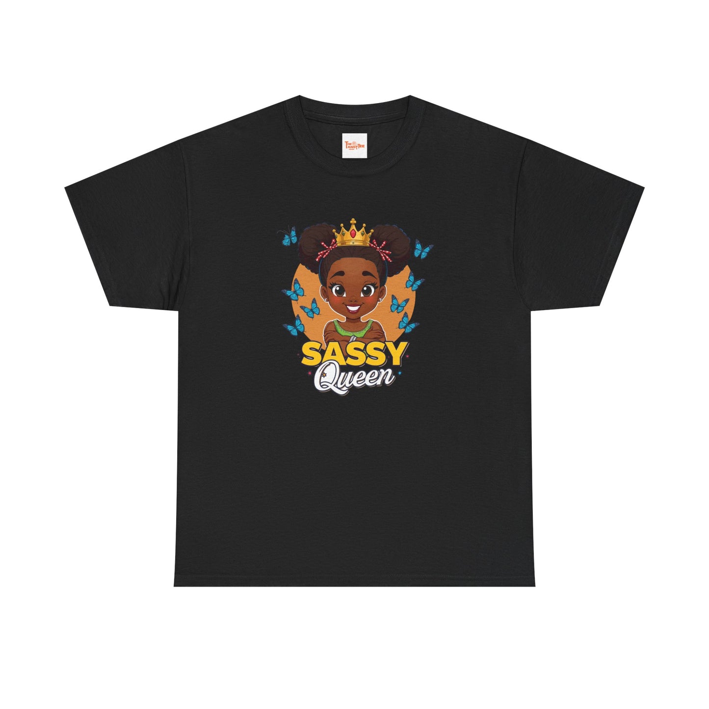 Sassy Queen Tee — African American Girl Graphic Shirt with Butterflies
