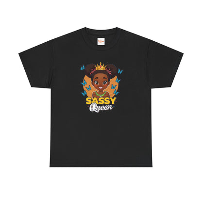 Sassy Queen Tee — African American Girl Graphic Shirt with Butterflies