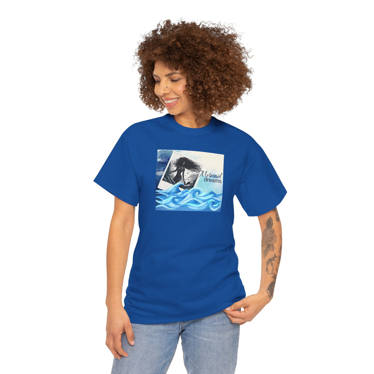 Mermaid Dreams Black Mermaid Graphic T-Shirt