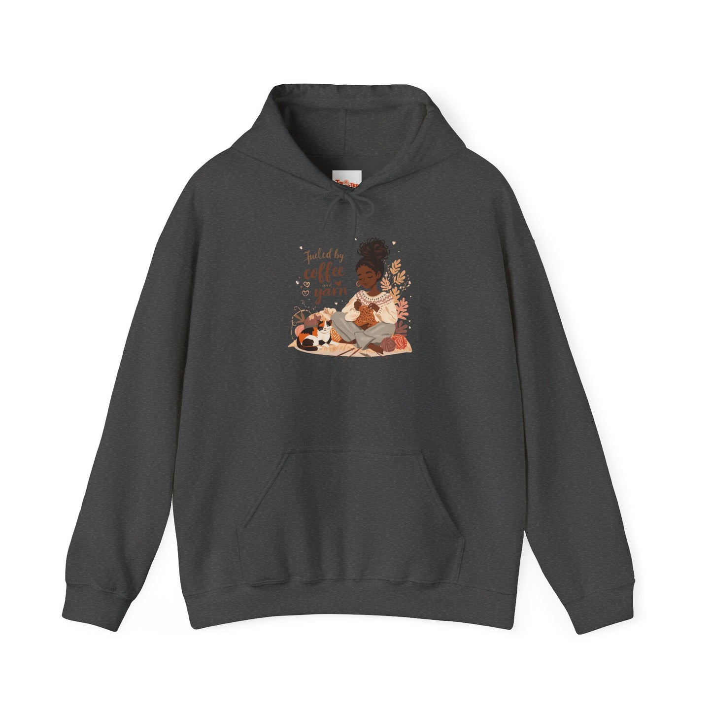 Fueled by Coffee and Yarn Hoodie — African American Knitter Graphic