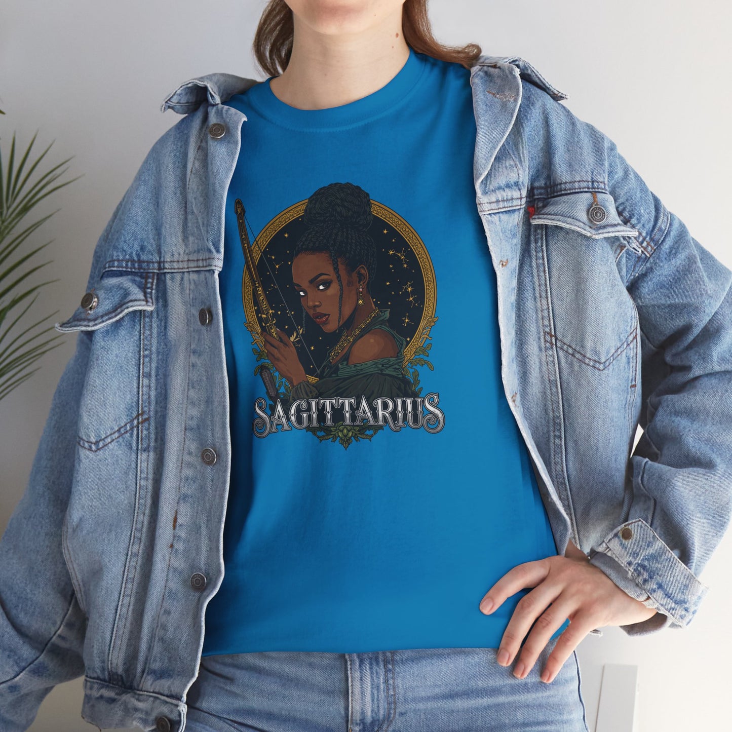 Sagittarius Art Nouveau Tee — African American Archer Zodiac Graphic