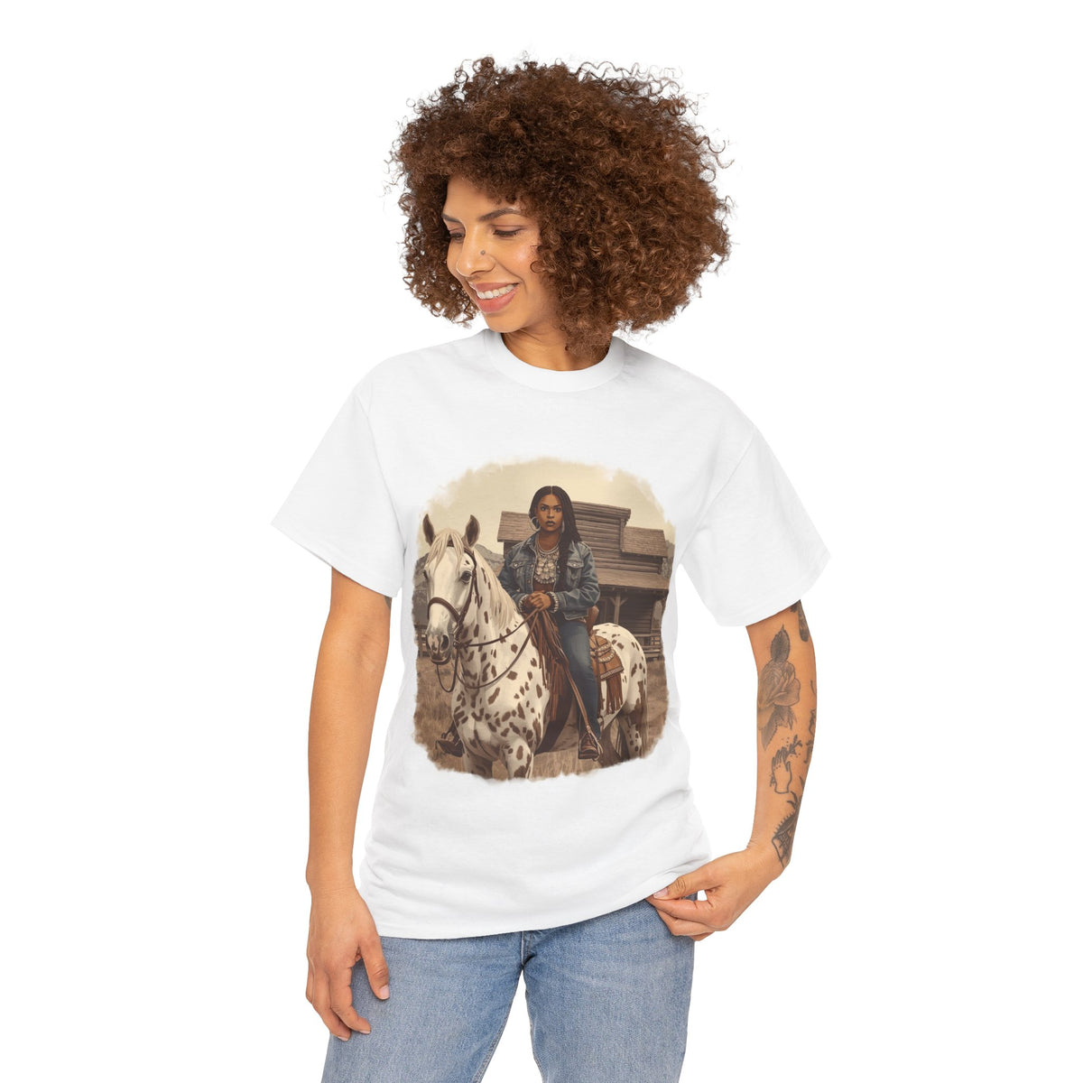 African American Cowgirl on Dapple Gray Horse T-Shirt