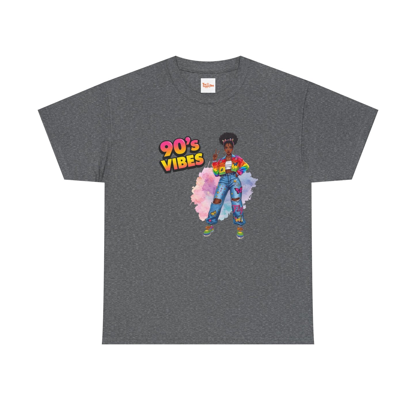 90s Paint-Splattered Black Girl Graphic Tee — Retro Streetwear Vibe