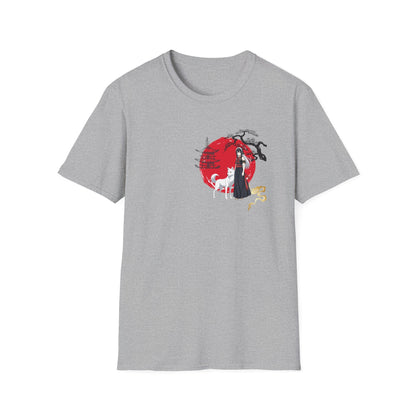 Anime Girl & White Wolf T-Shirt — Red Circle Graphic