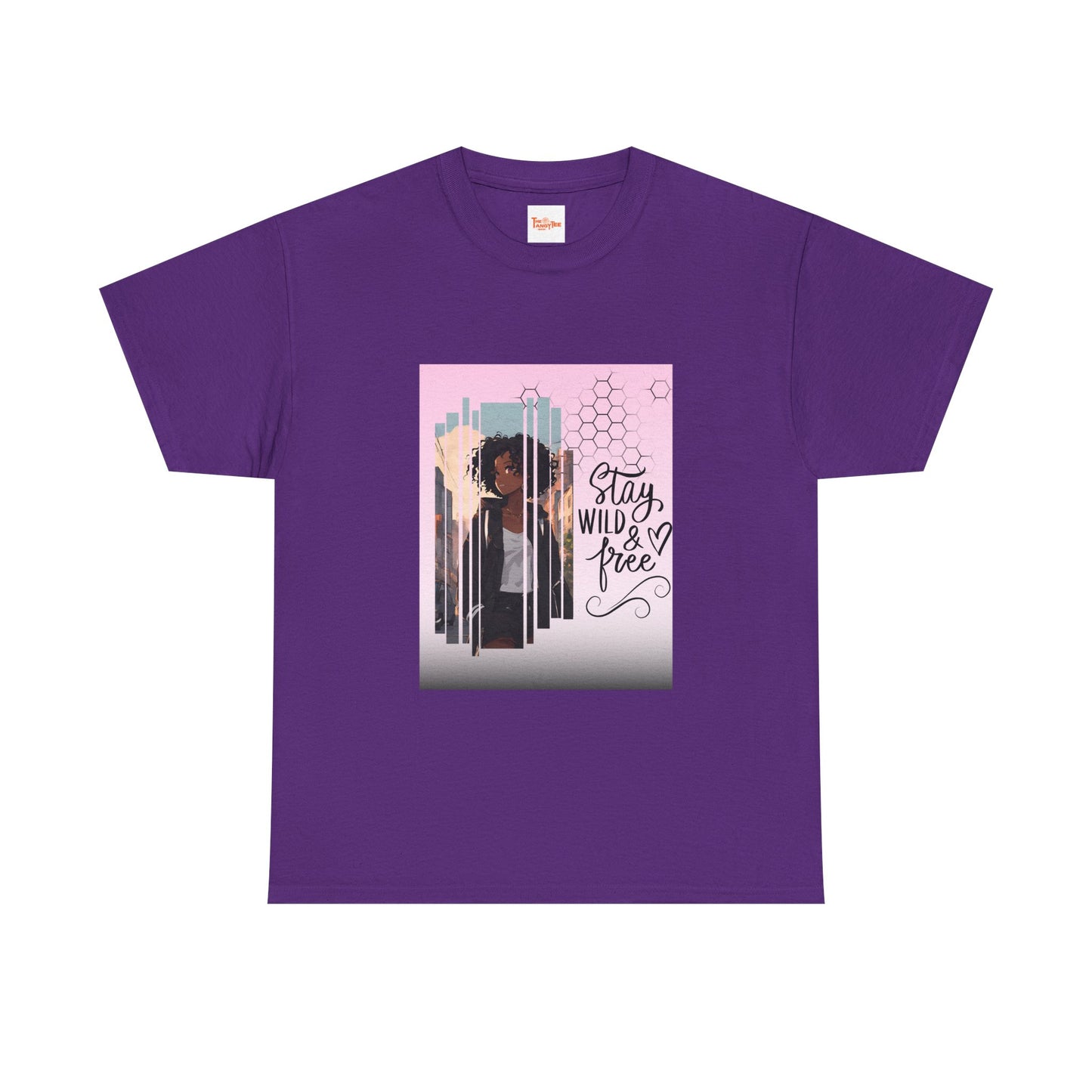 Stay Wild and Free Black Anime Girl City Graphic Tee
