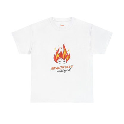 Graphic Unisex Tee - Beautifully Unhinged Woman with Fire Hair Design