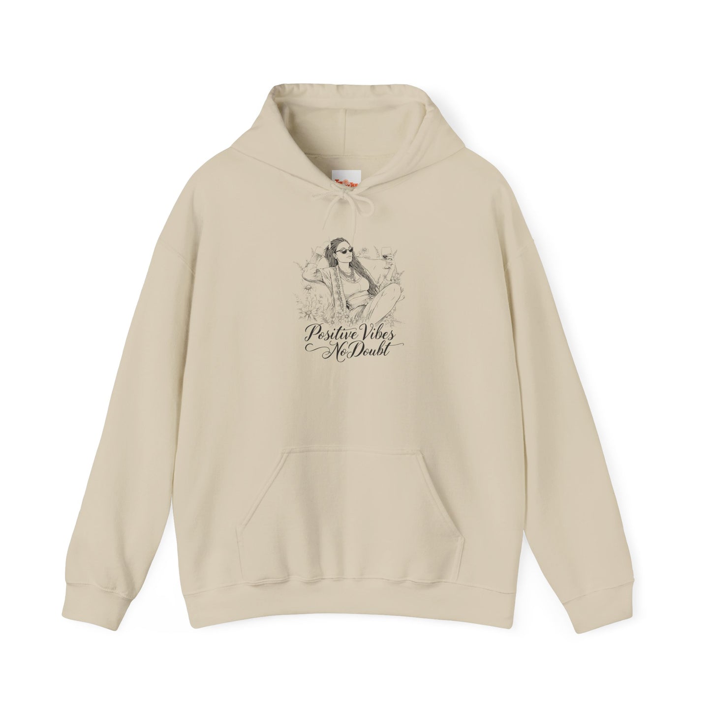 Positive Vibes No Doubt Sweatshirt - African American Woman Relaxing with Wine & Flowers