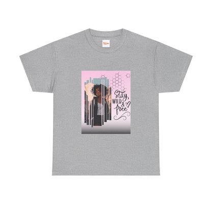 Stay Wild and Free Black Anime Girl City Graphic Tee