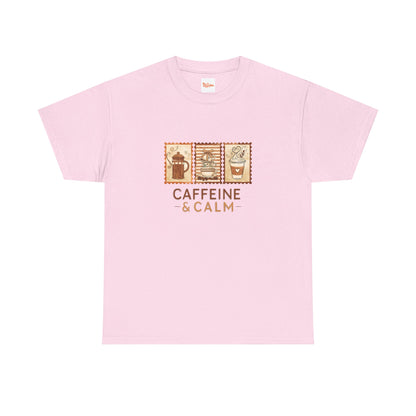 Caffeine & Calm Coffee Tee — French Press Graphic T-Shirt