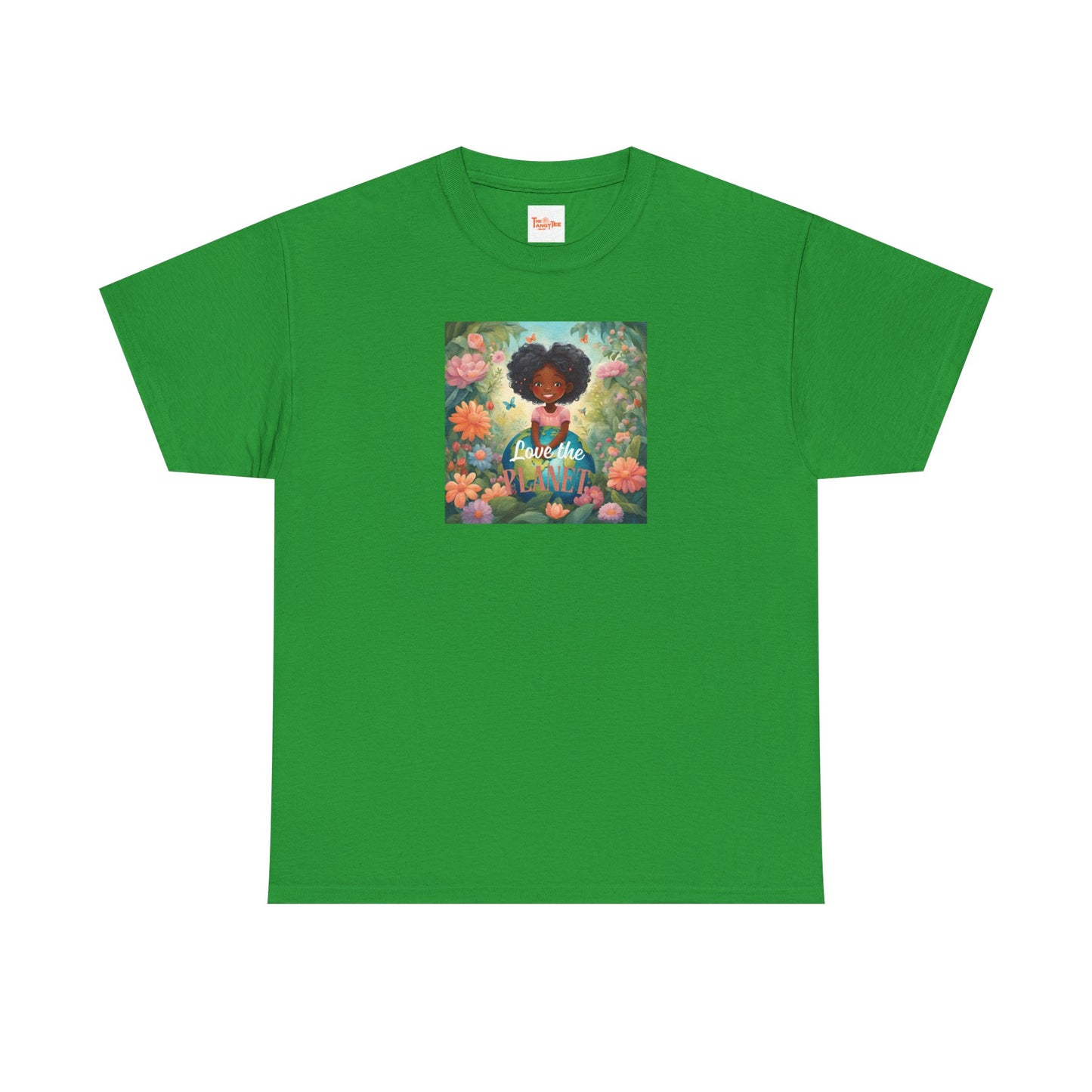 Graphic Tee Love the Planet Little Black Girl Holding Globe