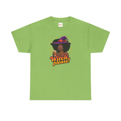 Witch Please Tee, Black Woman Coffee Cup Afro Witch Hat, Unisex Halloween Shirt, Witches Brew T-Shirt