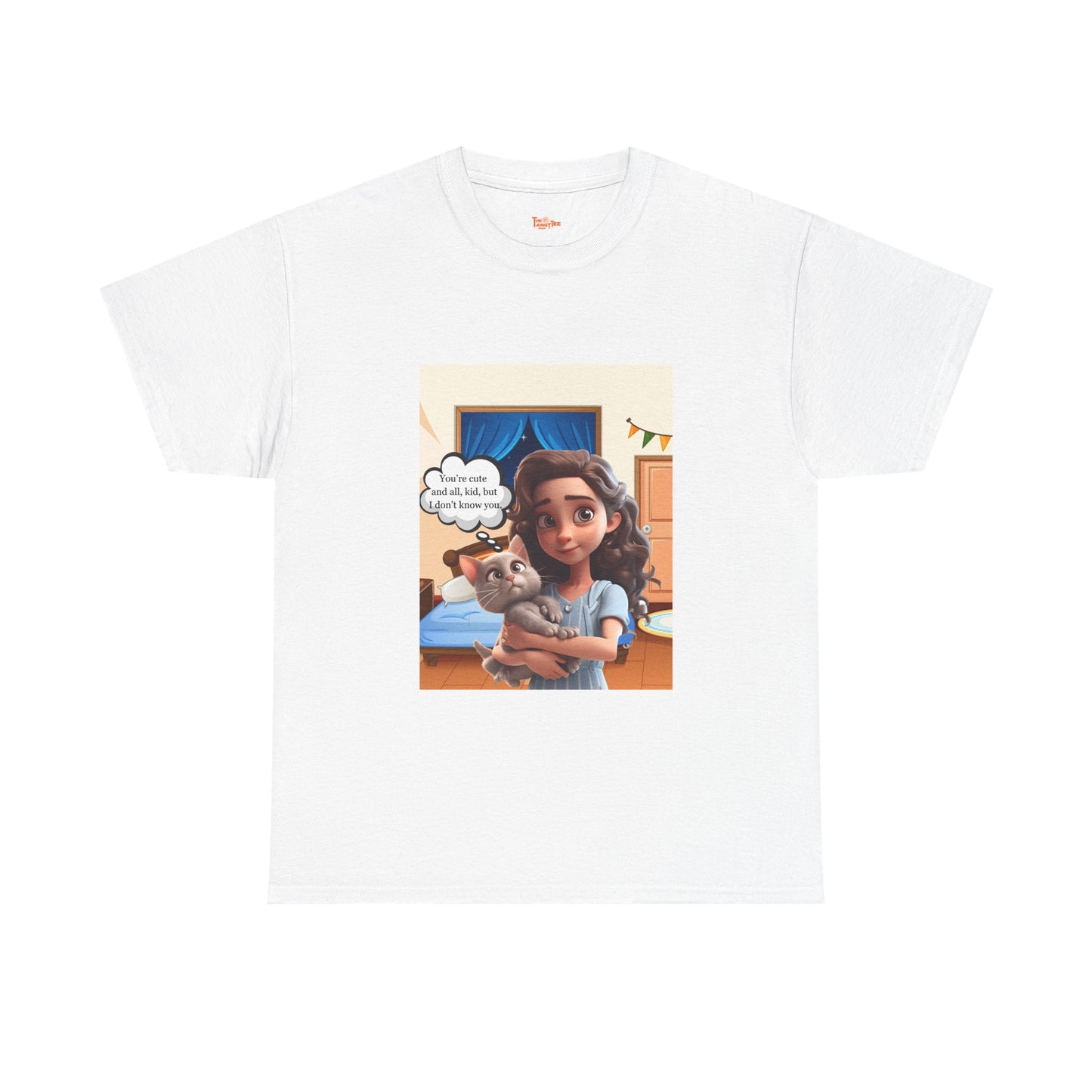 Graphic Little Girl Holding Kitten Unisex Tee
