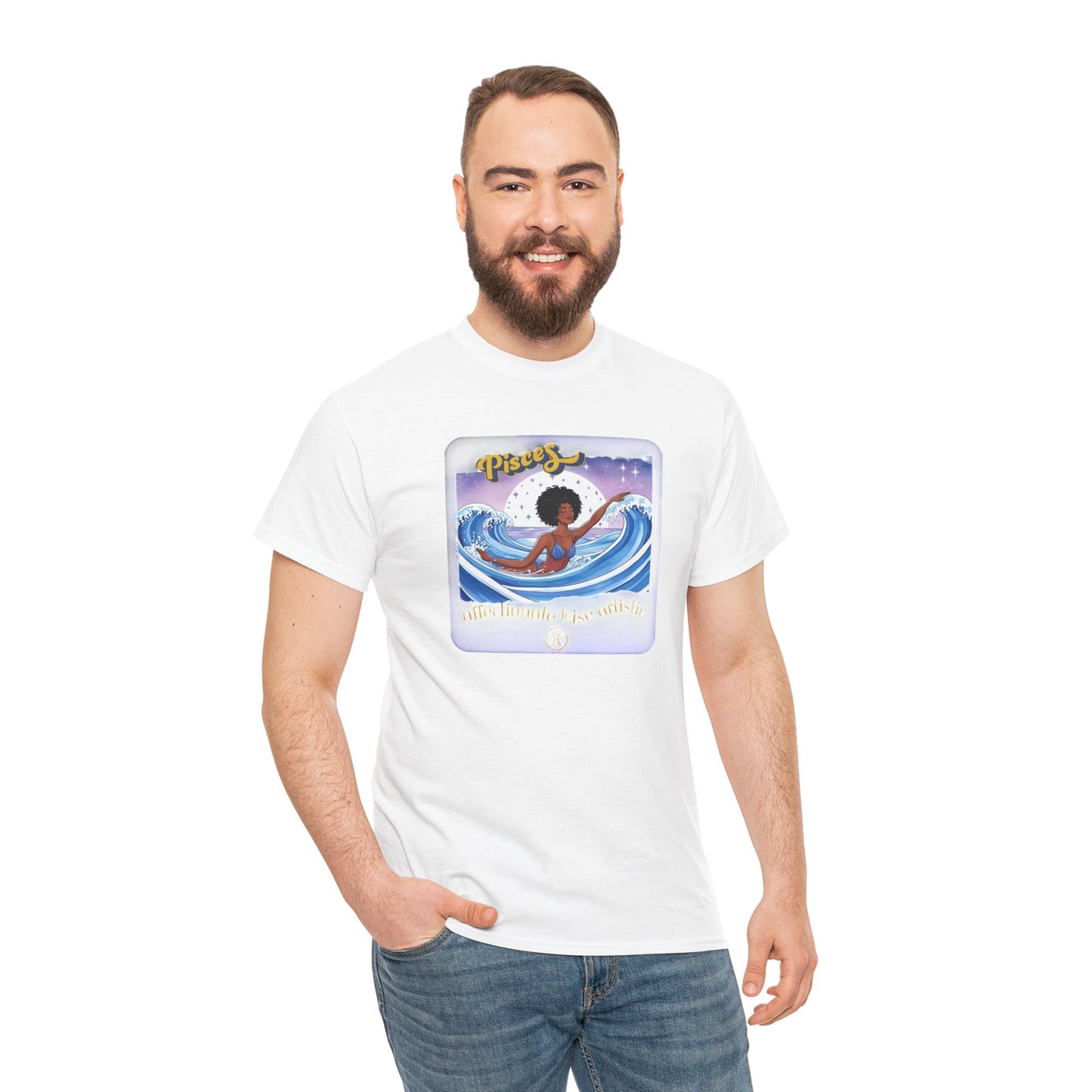 Pisces Zodiac Tee — African American Woman Swimming Graphic with Pisces Traits