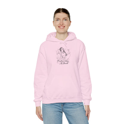 Positive Vibes No Doubt Sweatshirt - African American Woman Relaxing with Wine & Flowers