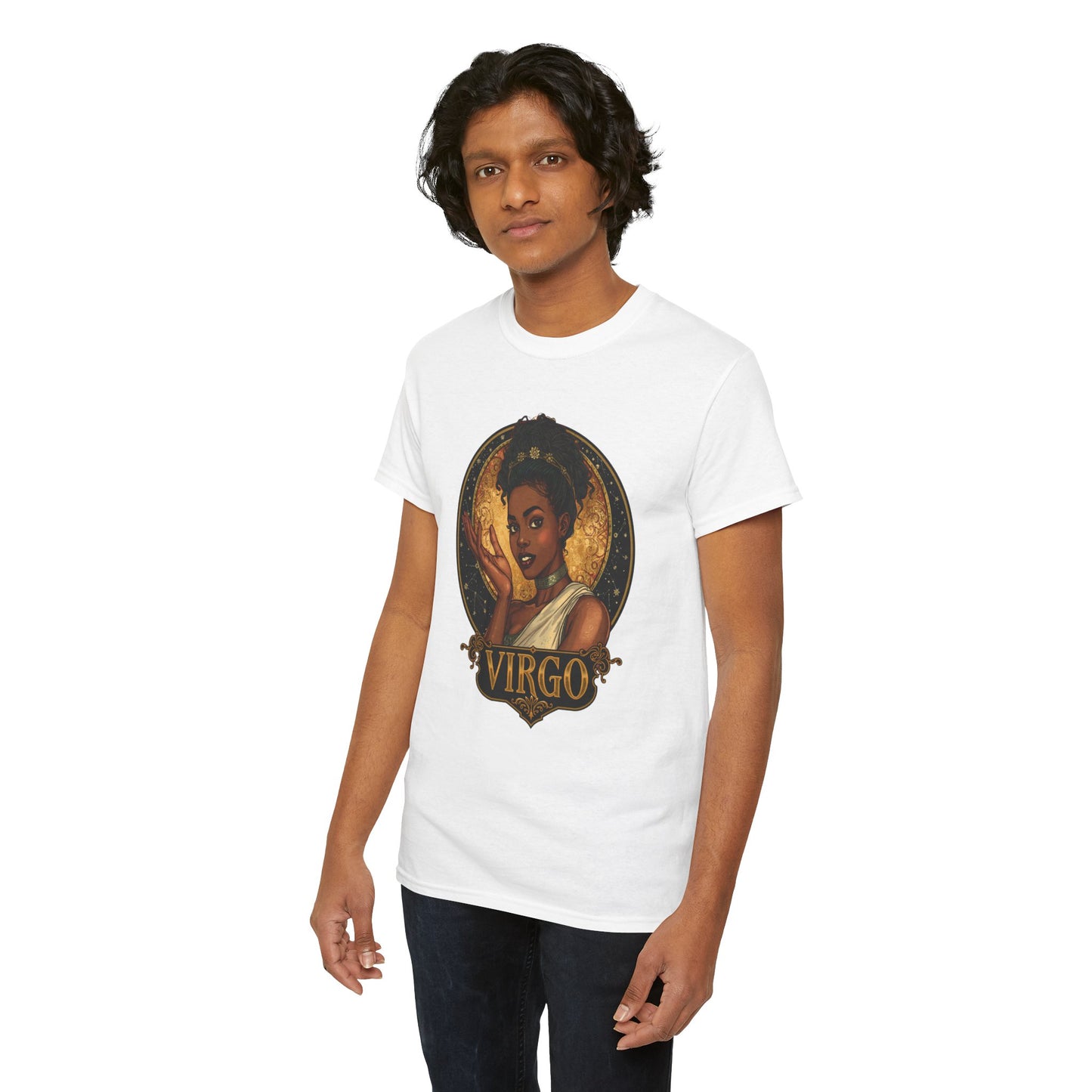 Virgo Art Nouveau Tee — African American Woman Celestial Zodiac Graphic