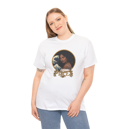 Pisces Art Nouveau T-Shirt — African American Woman with Silver Fish Tattoo