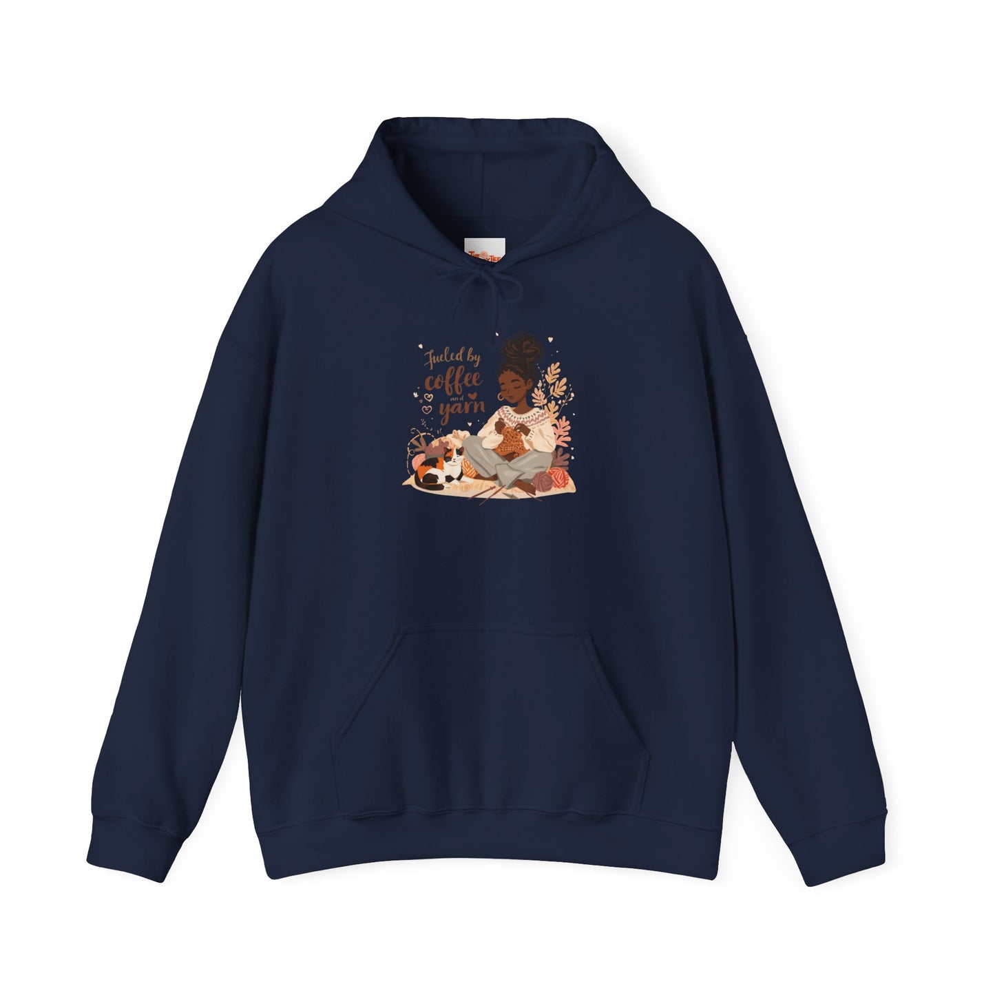 Fueled by Coffee and Yarn Hoodie — African American Knitter Graphic