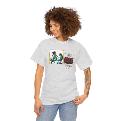 Wake Eat Slay Repeat Unisex Tee - Black Woman Sea Monster Graphic
