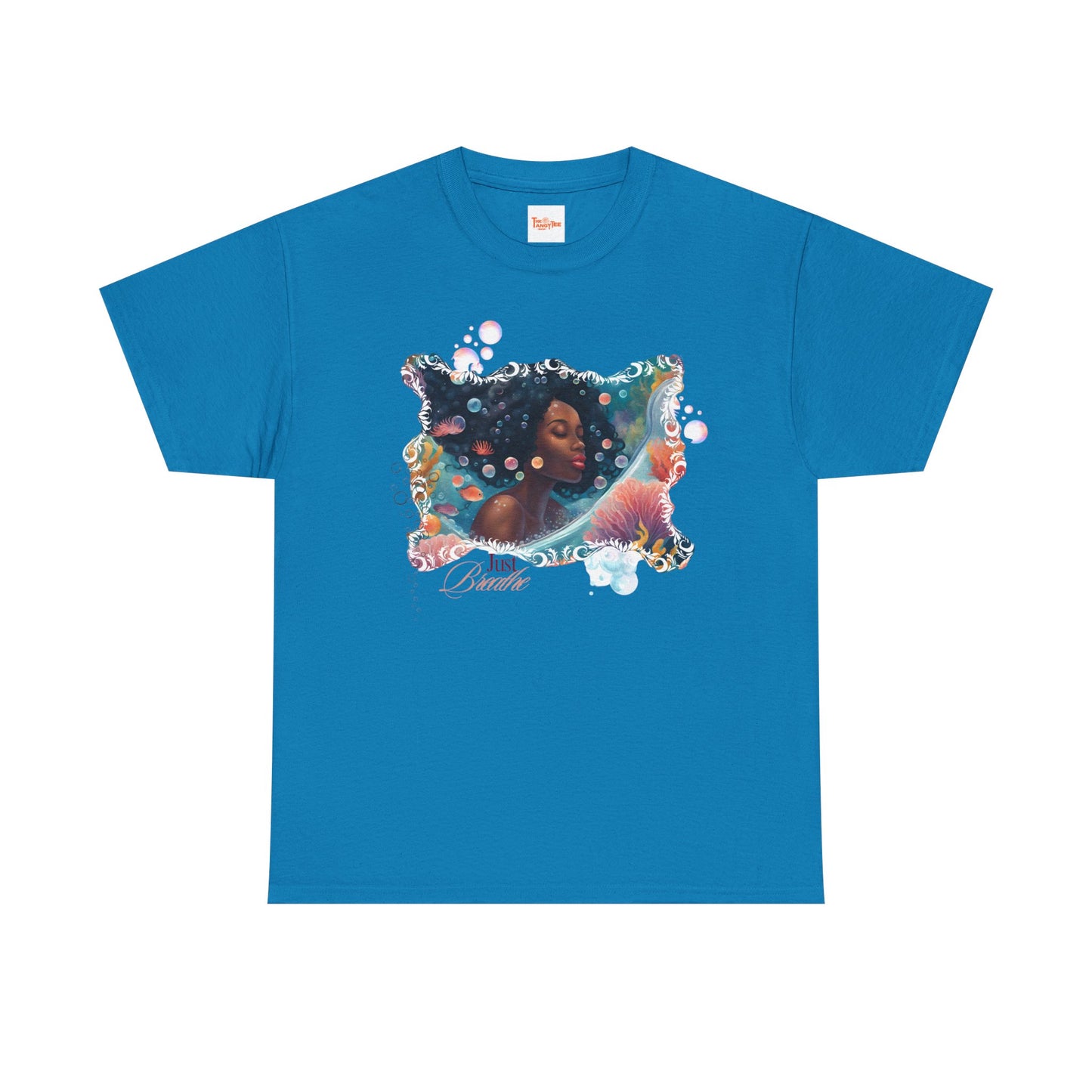 Just Breathe Unisex Tee - Graphic of Black Woman in the Bath