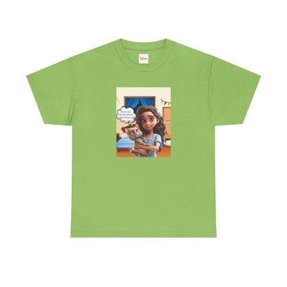 Graphic Little Girl Holding Kitten Unisex Tee