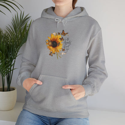 See the Beauty Around You Sunflower & Monarch Hoodie
