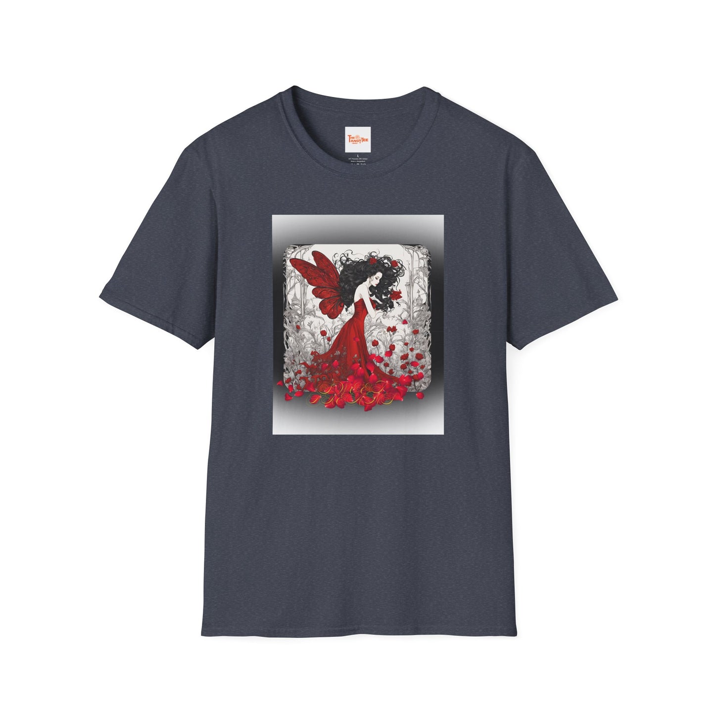 Rose Petal Dress T-Shirt — Dark-Haired Woman Graphic