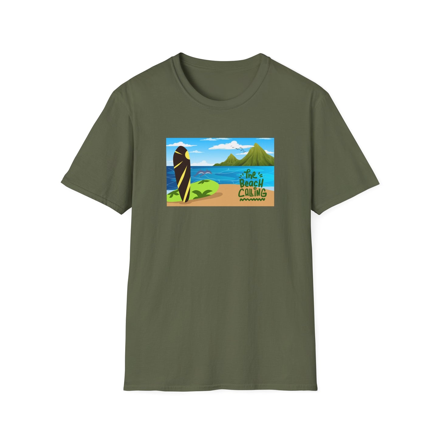 The Beach Is Calling Surfboard Graphic T-Shirt