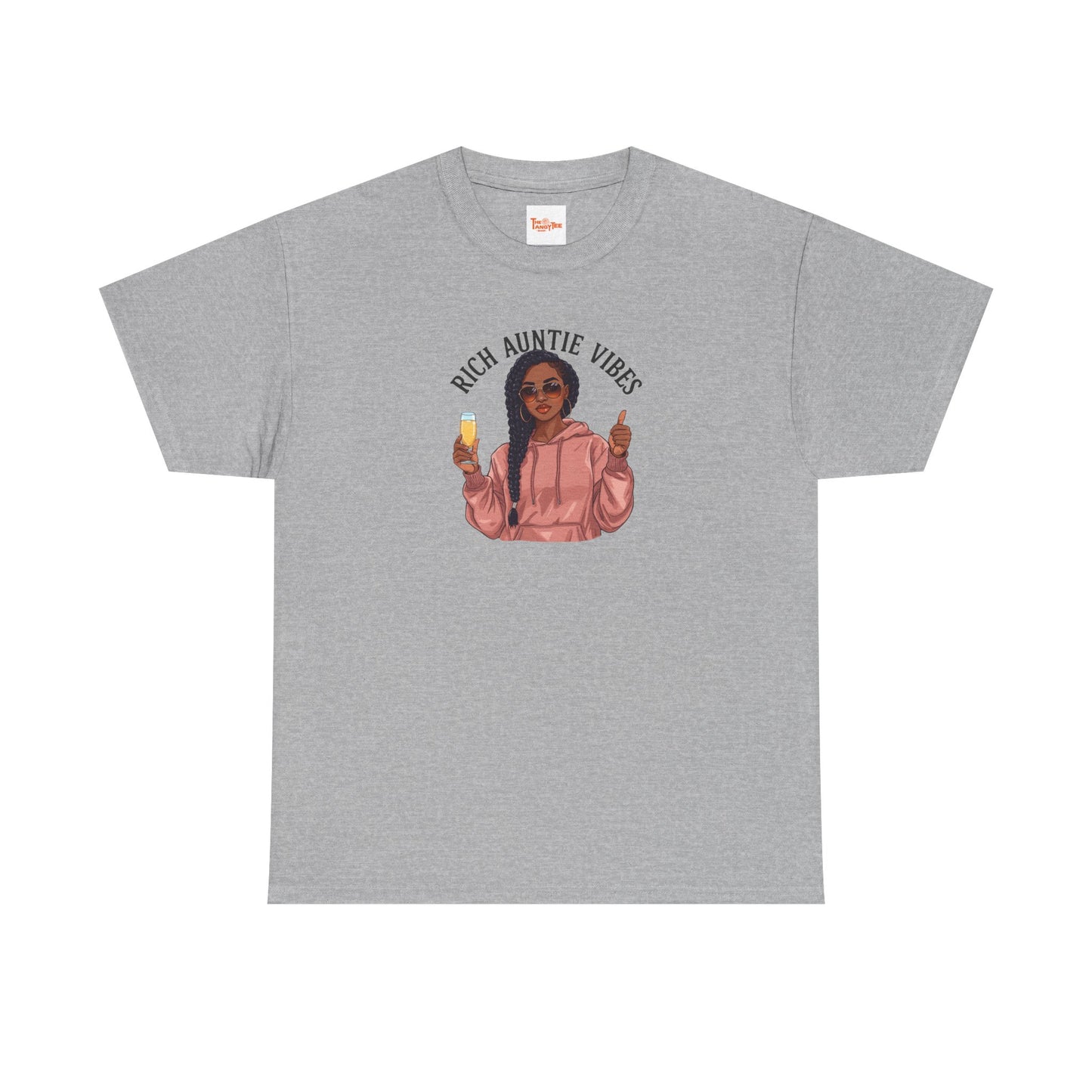 Rich Auntie Vibes T-Shirt — Black Woman Champagne Graphic