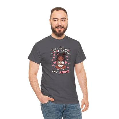 Just a Girl Who Loves Ramen and Anime T-Shirt — African American Anime Girl Graphic